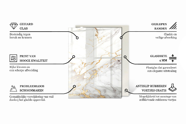 Rechthoekig tafelblad van glas Effen zwart elegant