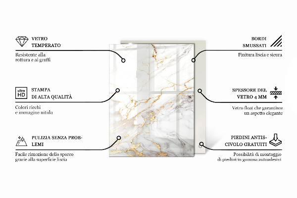 Rechthoekig tafelblad van glas Marmer grafische compositie