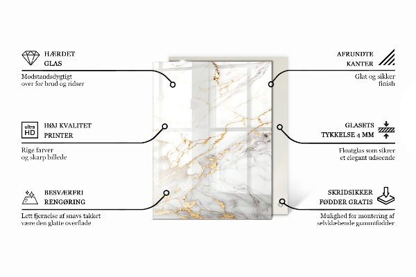 Rechthoekig tafelblad van glas Marmer grafische compositie
