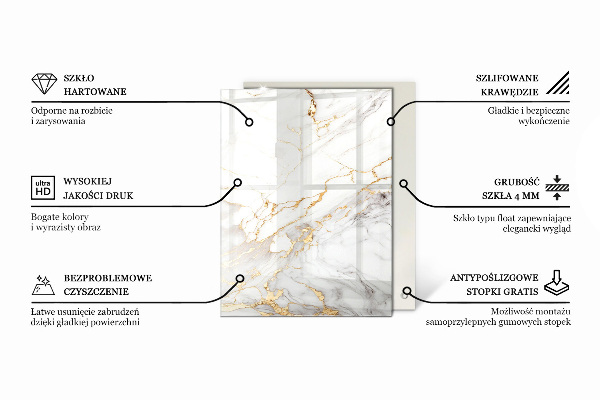 Rechthoekig tafelblad van glas Decoratieve mozaïeken met details