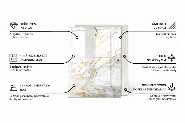 Rechthoekig tafelblad van glas Decoratieve mozaïeken met details