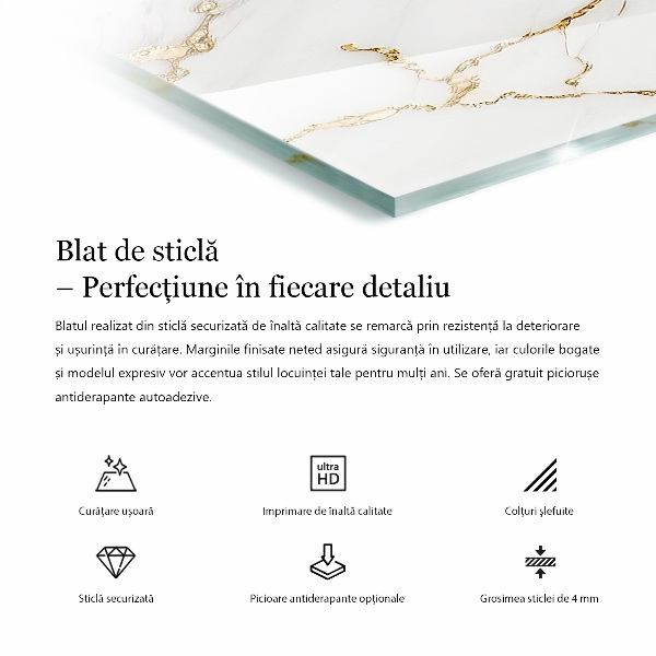 Rechthoekig tafelblad van glas Decoratieve mozaïeken met details