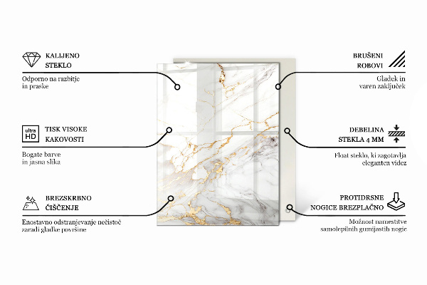 Rechthoekig tafelblad van glas Decoratieve mozaïeken met details