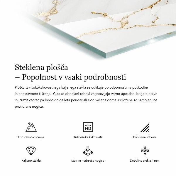 Rechthoekig tafelblad van glas Decoratieve mozaïeken met details