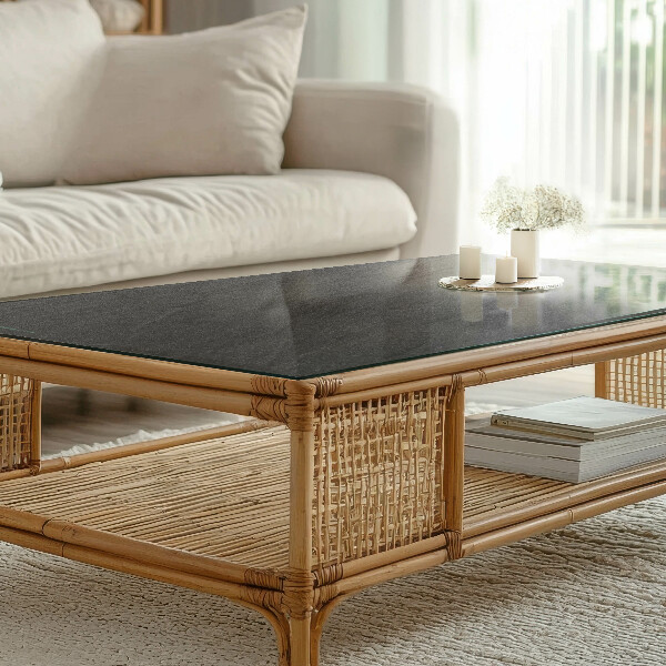 Rechthoekig tafelblad van glas Motief met steenstructuur