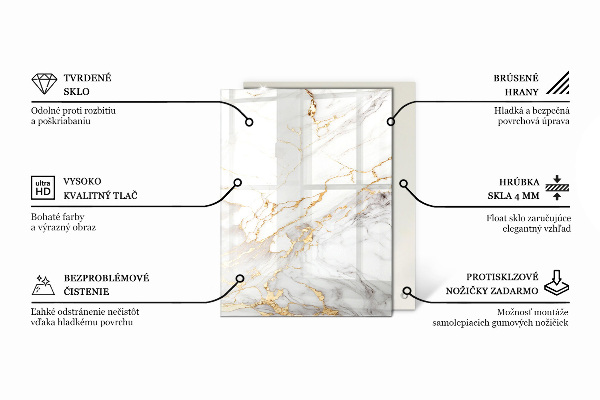 Rechthoekig tafelblad van glas Motief met steenstructuur