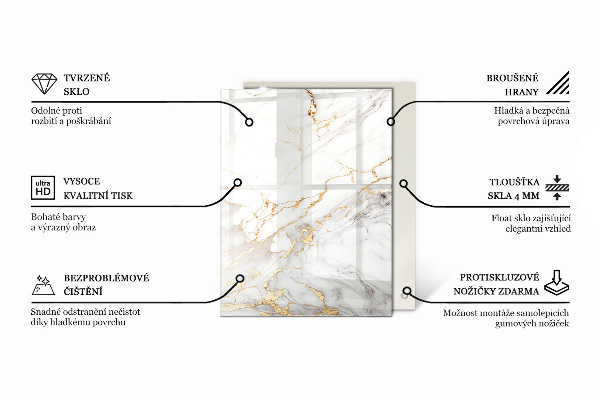 Rechthoekig tafelblad van glas Stijlvol marmerpatroon