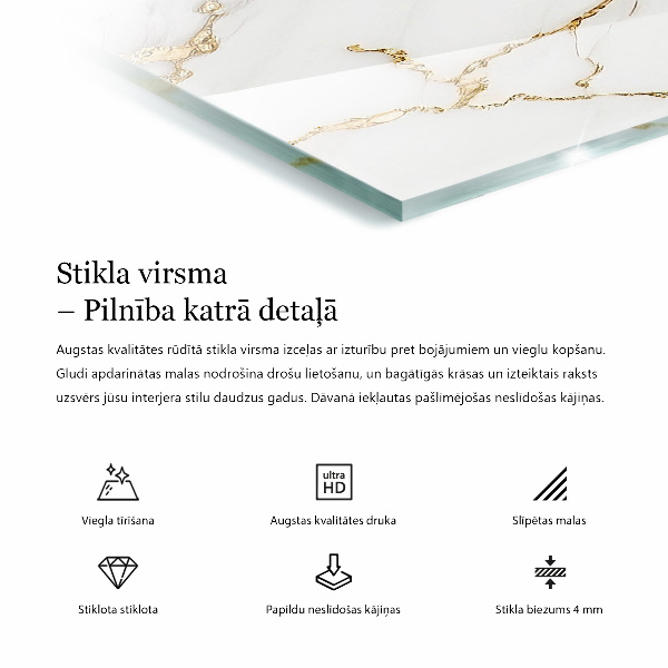 Rechthoekig tafelblad van glas Stijlvol marmerpatroon