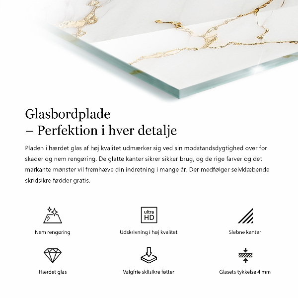 Rechthoekig tafelblad van glas Stijlvol marmerpatroon