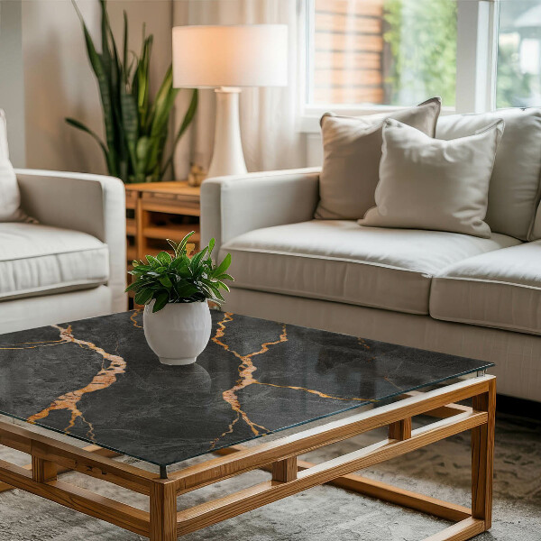 Rechthoekig tafelblad van glas Marmeraders in het ontwerp