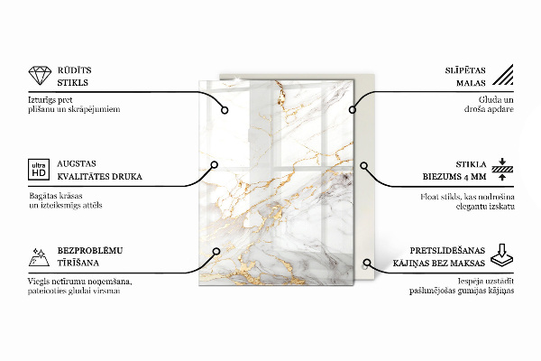 Rechthoekig tafelblad van glas Marmeraders in het ontwerp