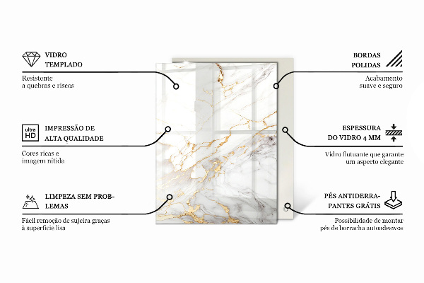 Rechthoekig tafelblad van glas Marmeraders in het ontwerp