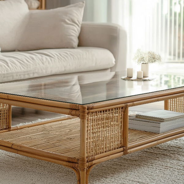 Rechthoekig glazen tafelblad transparant