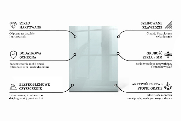 Rechthoekig glazen tafelblad transparant