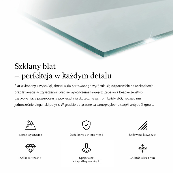 Rechthoekig glazen tafelblad transparant