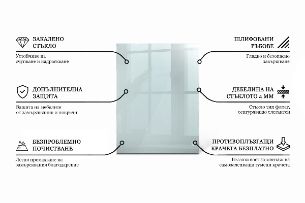 Rechthoekig glazen tafelblad transparant