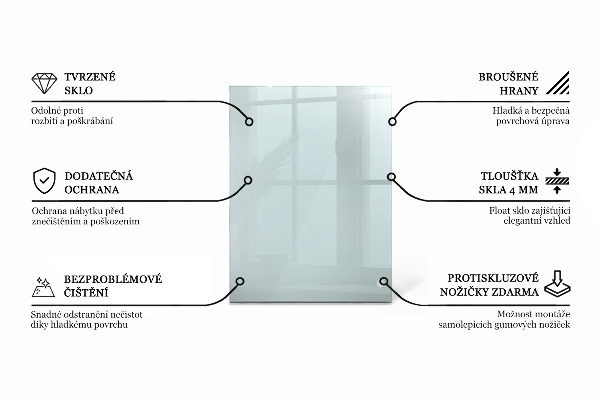 Rechthoekig glazen tafelblad transparant