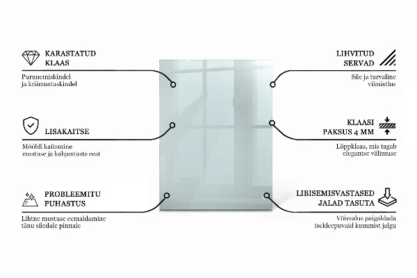 Rechthoekig glazen tafelblad transparant