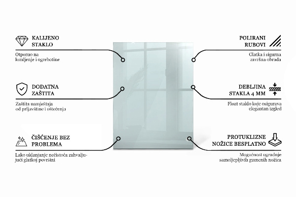 Rechthoekig glazen tafelblad transparant