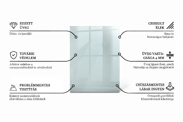 Rechthoekig glazen tafelblad transparant