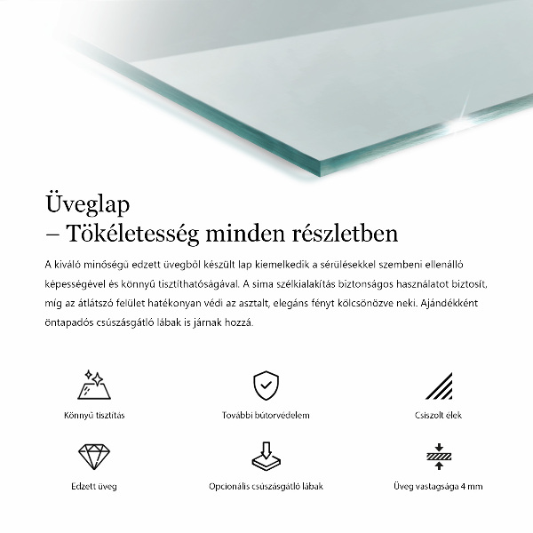 Rechthoekig glazen tafelblad transparant