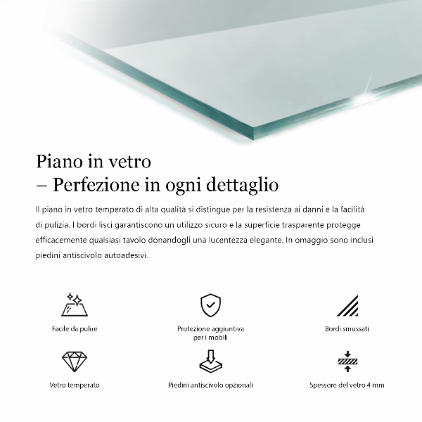 Rechthoekig glazen tafelblad transparant