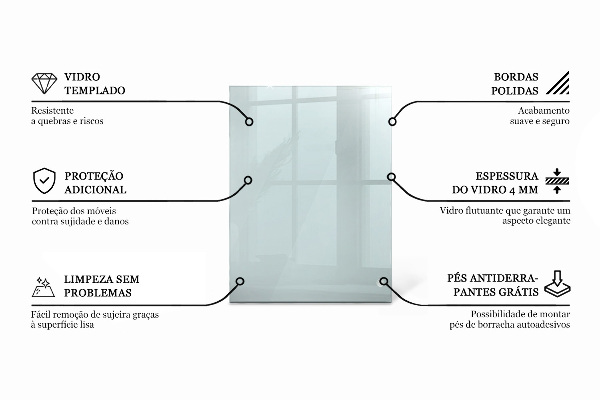 Rechthoekig glazen tafelblad transparant