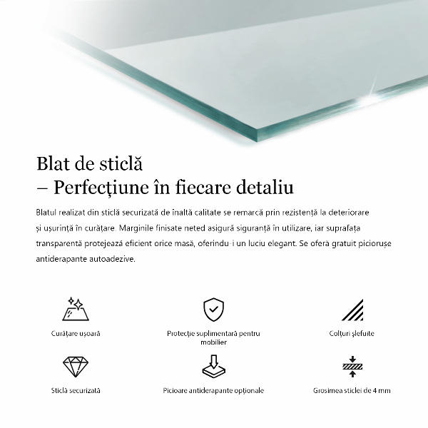 Rechthoekig glazen tafelblad transparant