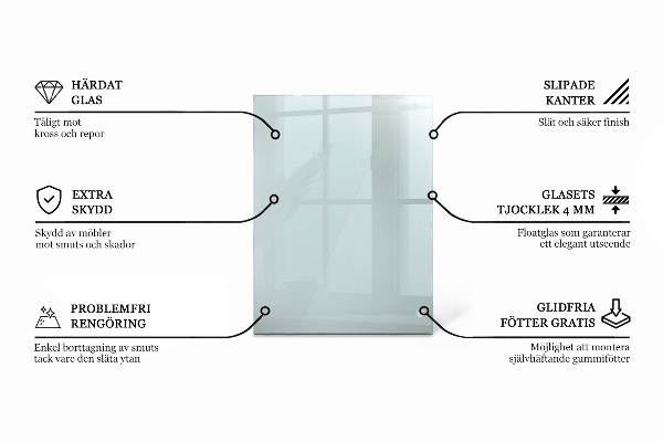 Rechthoekig glazen tafelblad transparant