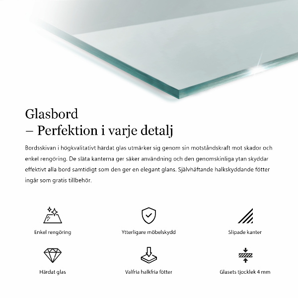 Rechthoekig glazen tafelblad transparant